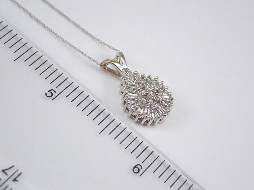 1Ct Round Cut Lab Created Diamond Teardrop Cluster Pendant 14K White Gold Plated