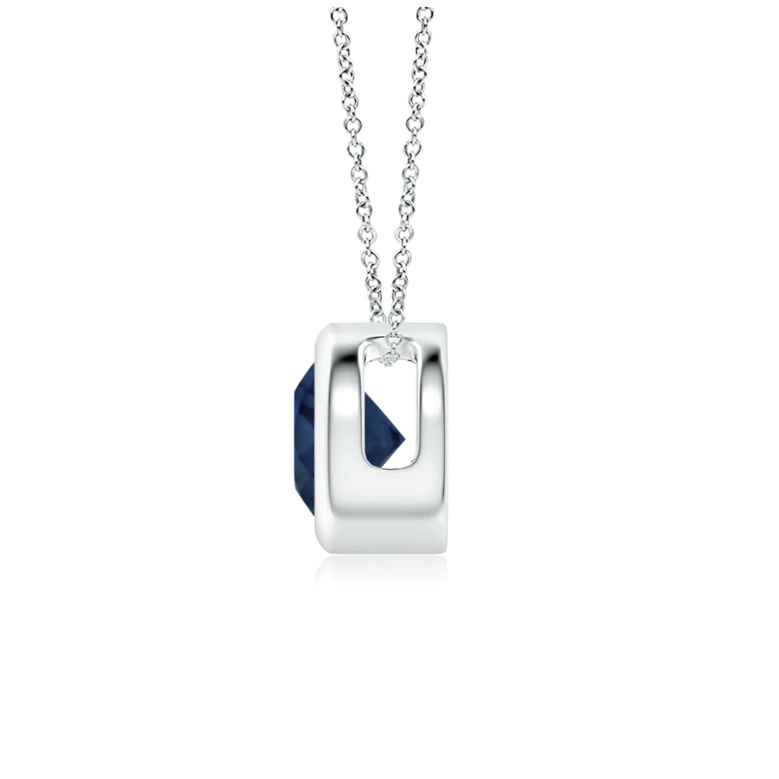 1.25 ct. Genuine Blue Sapphire Solitaire Bezel Pendant in Sterling Silver