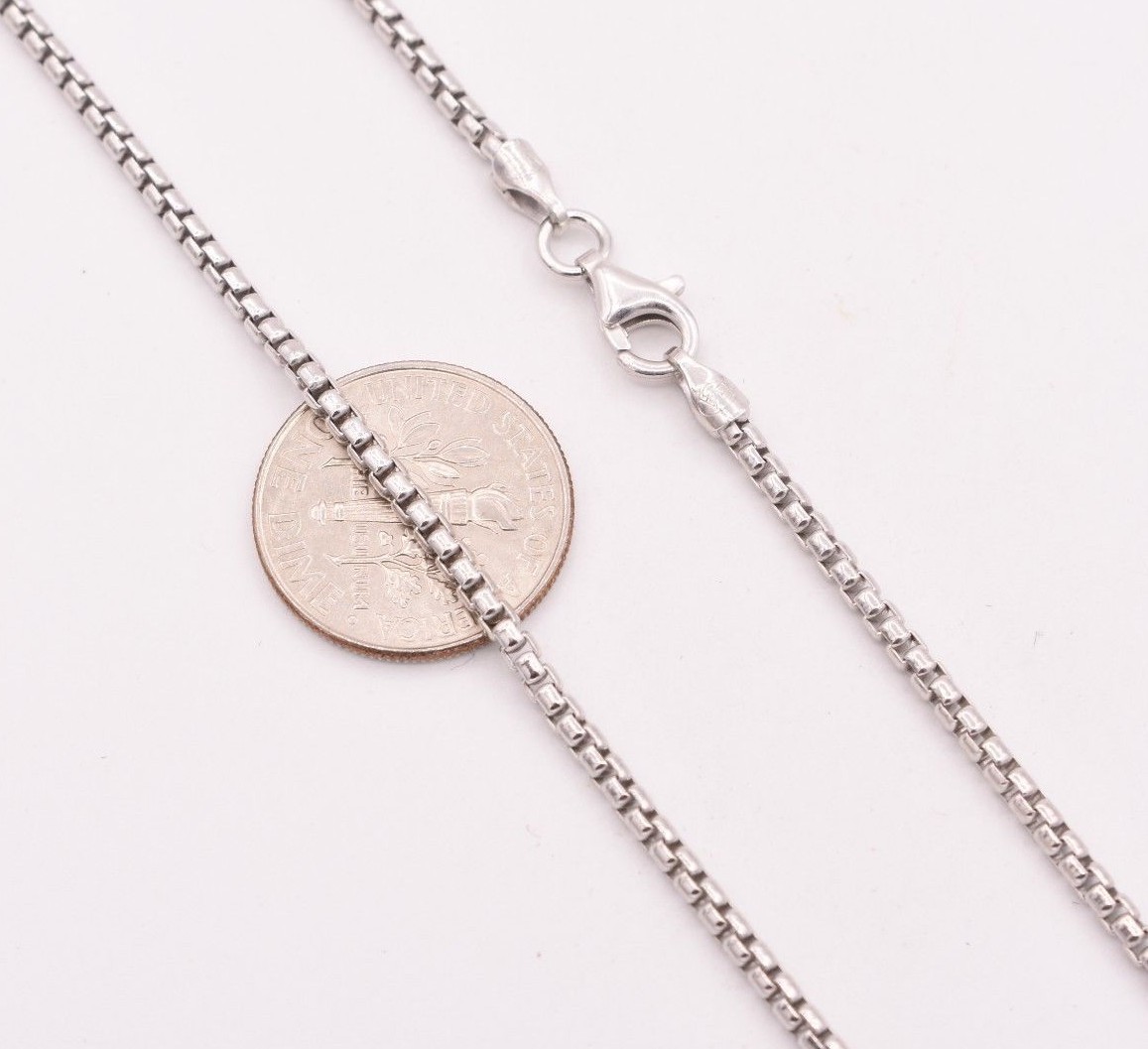 2mm Round Box Chain Necklace Sterling Silver Platinum-Plated Anti Tarnish 925