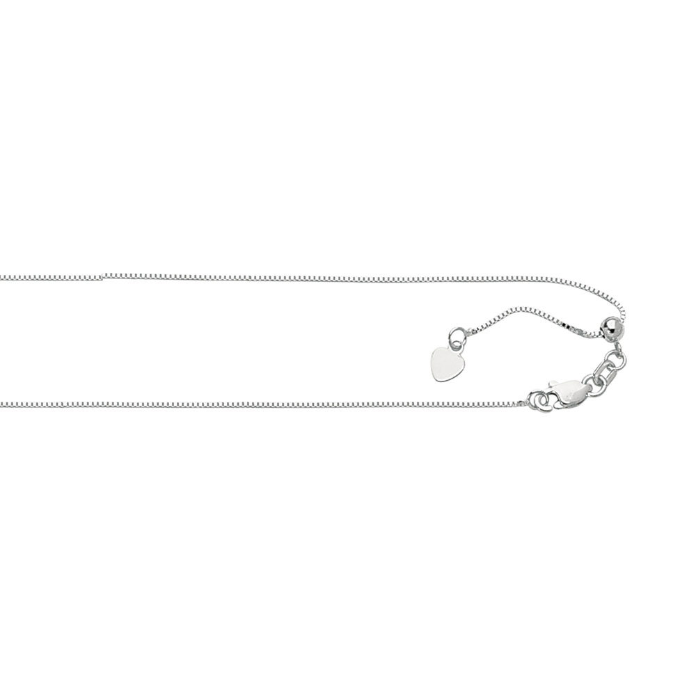 Up to 22″ Solid Adjustable Venetian Box Chain Necklace Real 10K White Gold