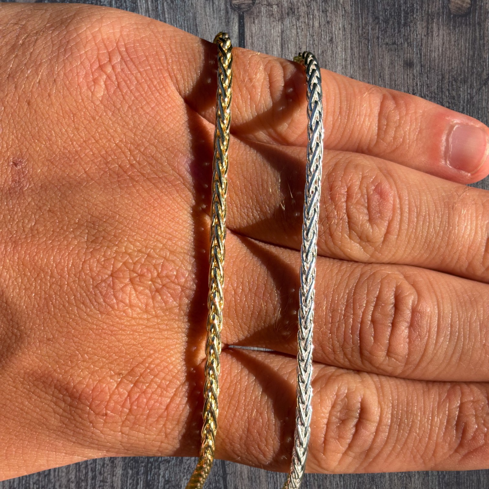 3mm Wheat Chain Necklace – Real Solid 925 Sterling Silver Or 14k Gold Vermeil