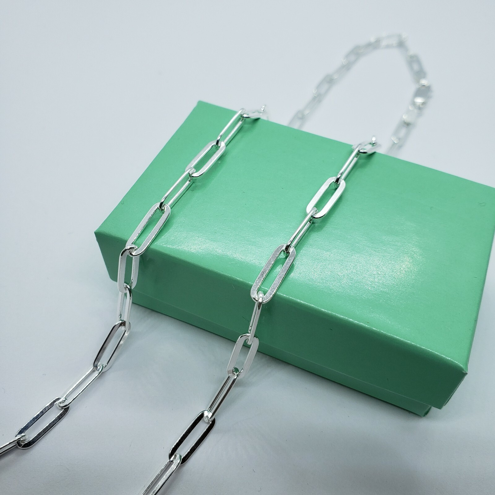 925 Sterling Silver High Quality Paperclip Chain Necklace Bracelet 3mm 7″~30″