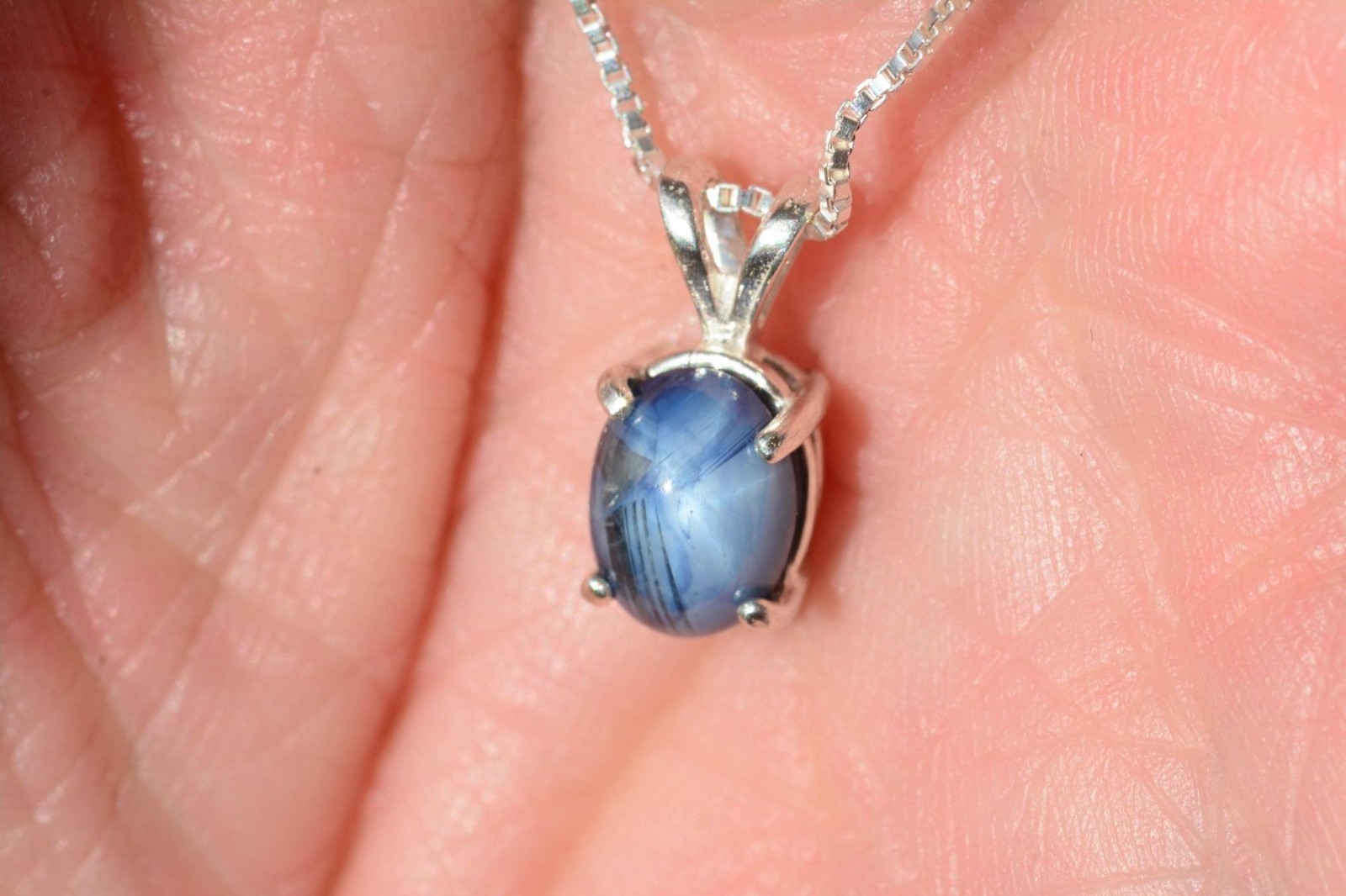 Certified Star Sapphire Necklace 2.07ct Pendant Real Genuine Natural Blue S96