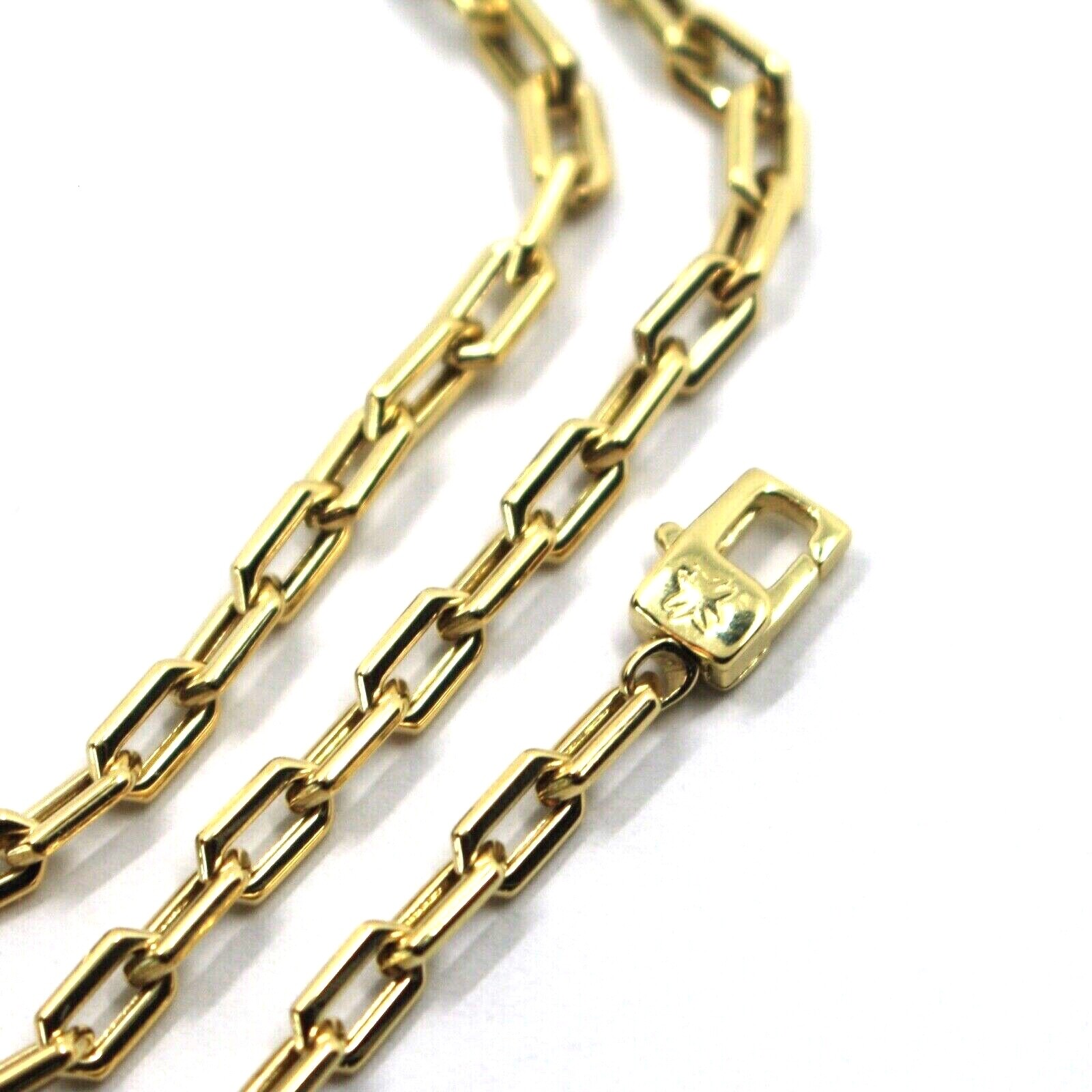 18K YELLOW GOLD CHAIN SQUARE CABLE 3mm LINKS, LENGTH 21″, MADE IN ITALY