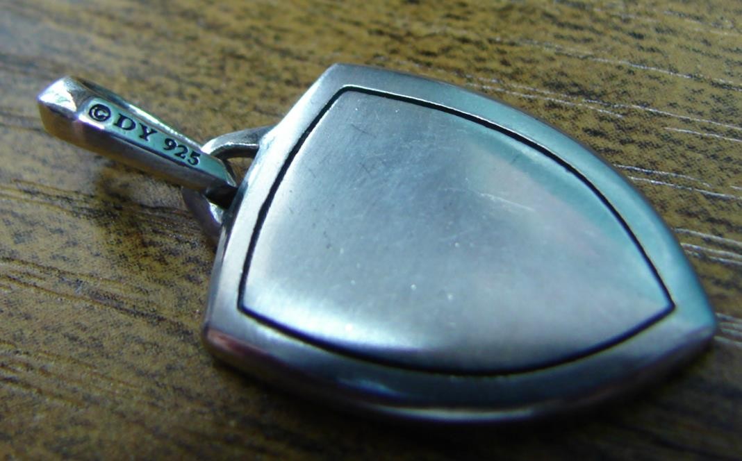 David Yurman Sterling Silver Saint Michael Shield Style Amulet Pendant