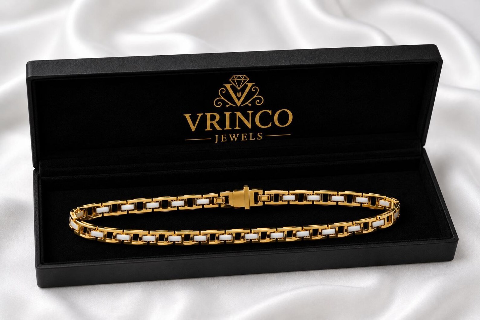 Rugged Mens 18KT Solid Gold Bracelet Luxury Designer Jewelry Gift For Him