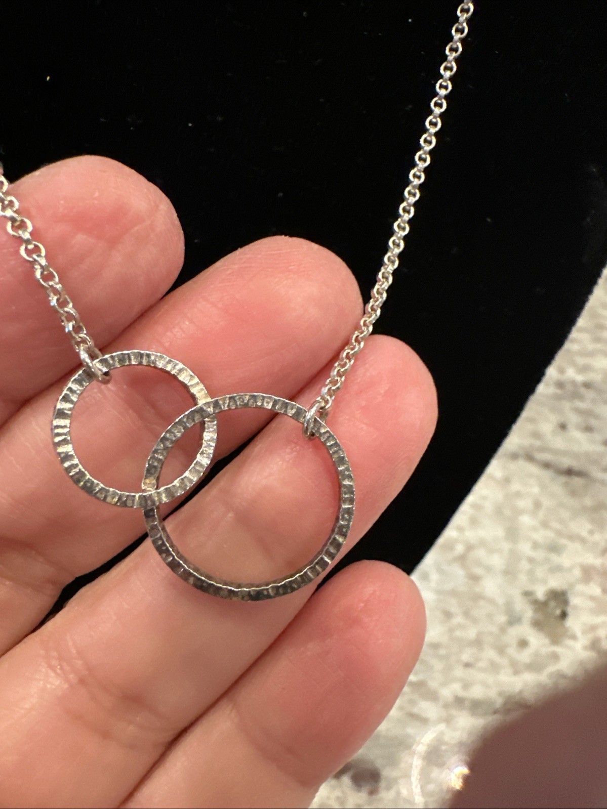 Silpada 925 Silver Designer Necklace 16″ Interlocking Sweet Circles N2297