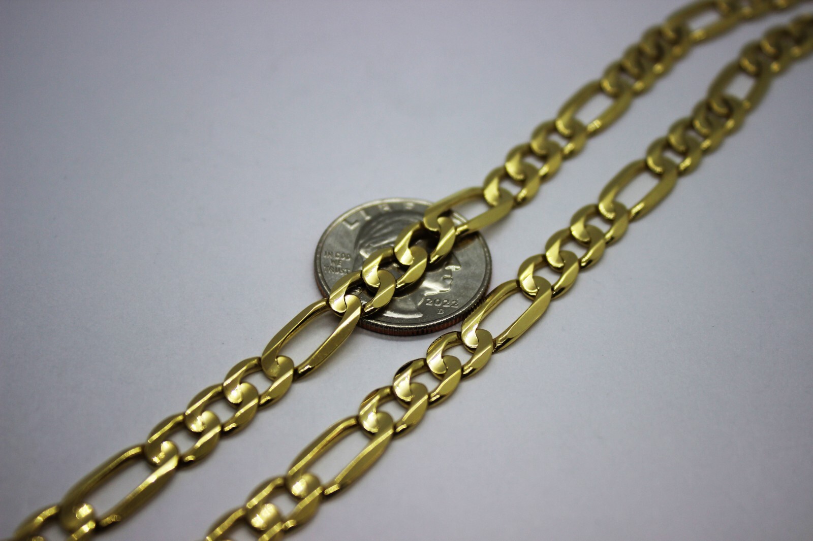 10k Solid Yellow Gold Figaro Chain Necklace Bracelet 2.2mm – 10.2mm 7″ – 30″