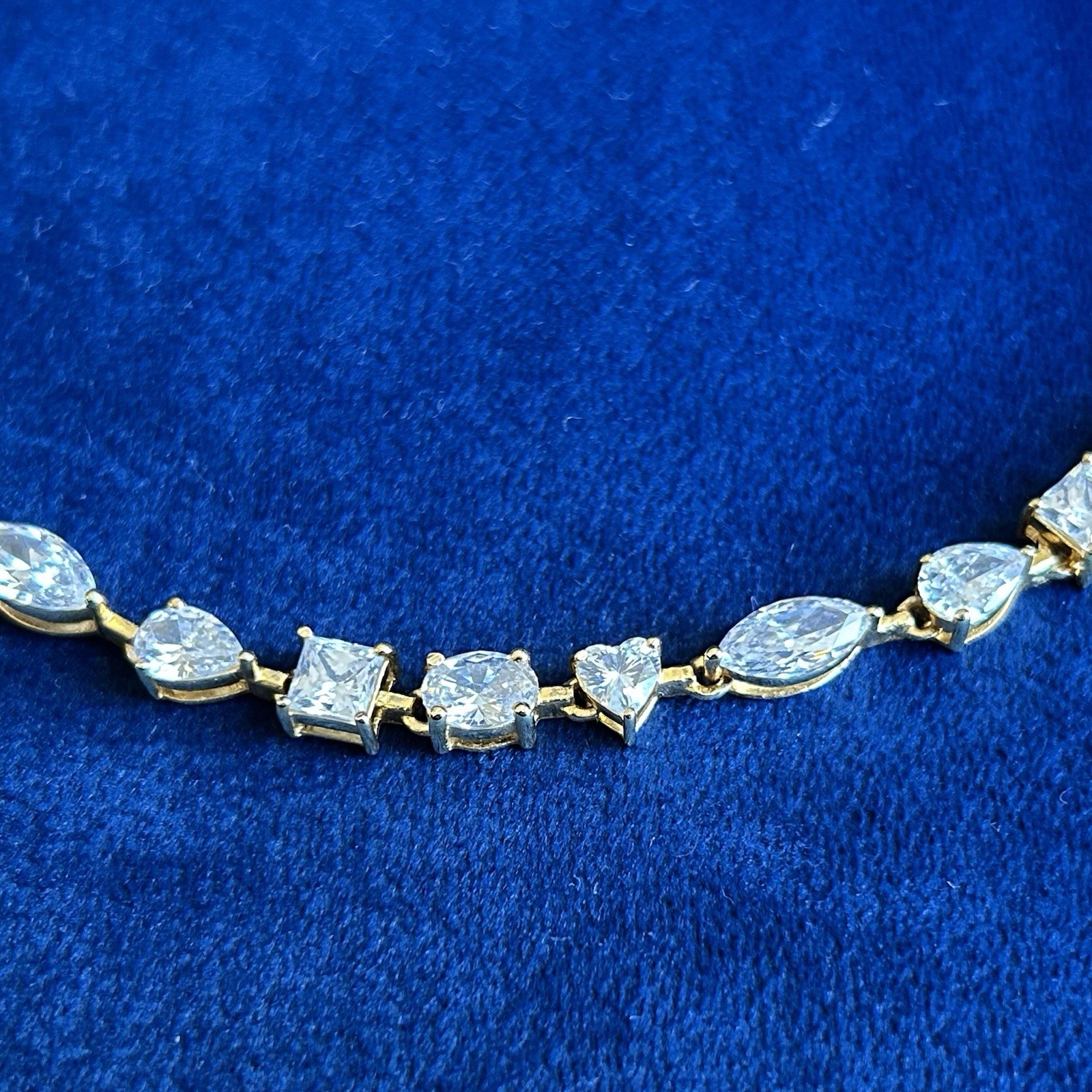 Statement Choker Tennis Necklace Multi-Cut Stones 14K Yellow Gold Plated