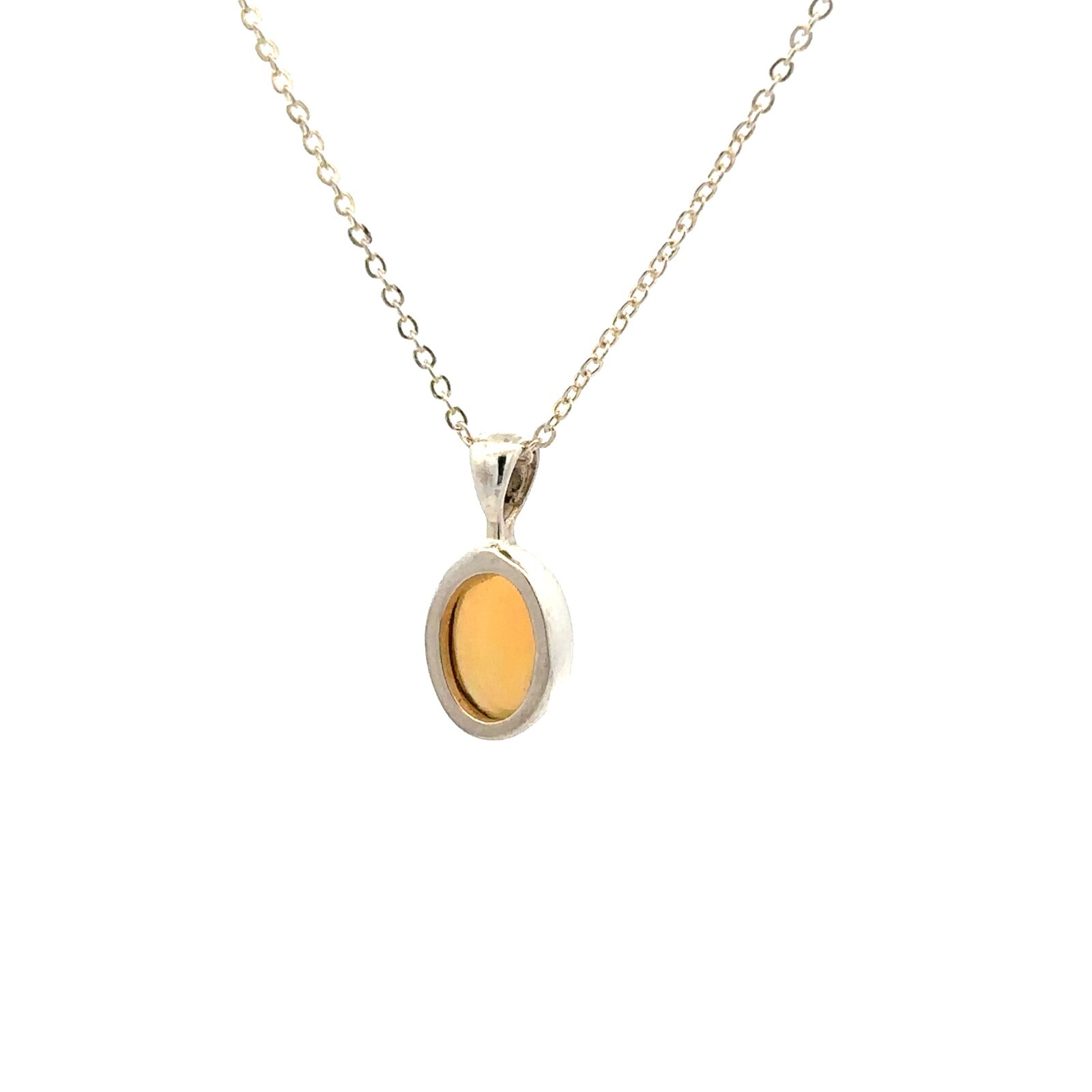 Sterling Silver Ethiopian Opal Necklace (1/4 x 1/2 Inch) With 16+2 Inch Chain