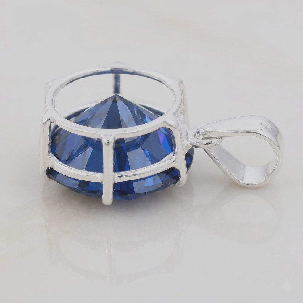 RARE 10.50 Ct Blue Diamond Solitaire Pendant, Amazing Shine, FREE Diamond studs