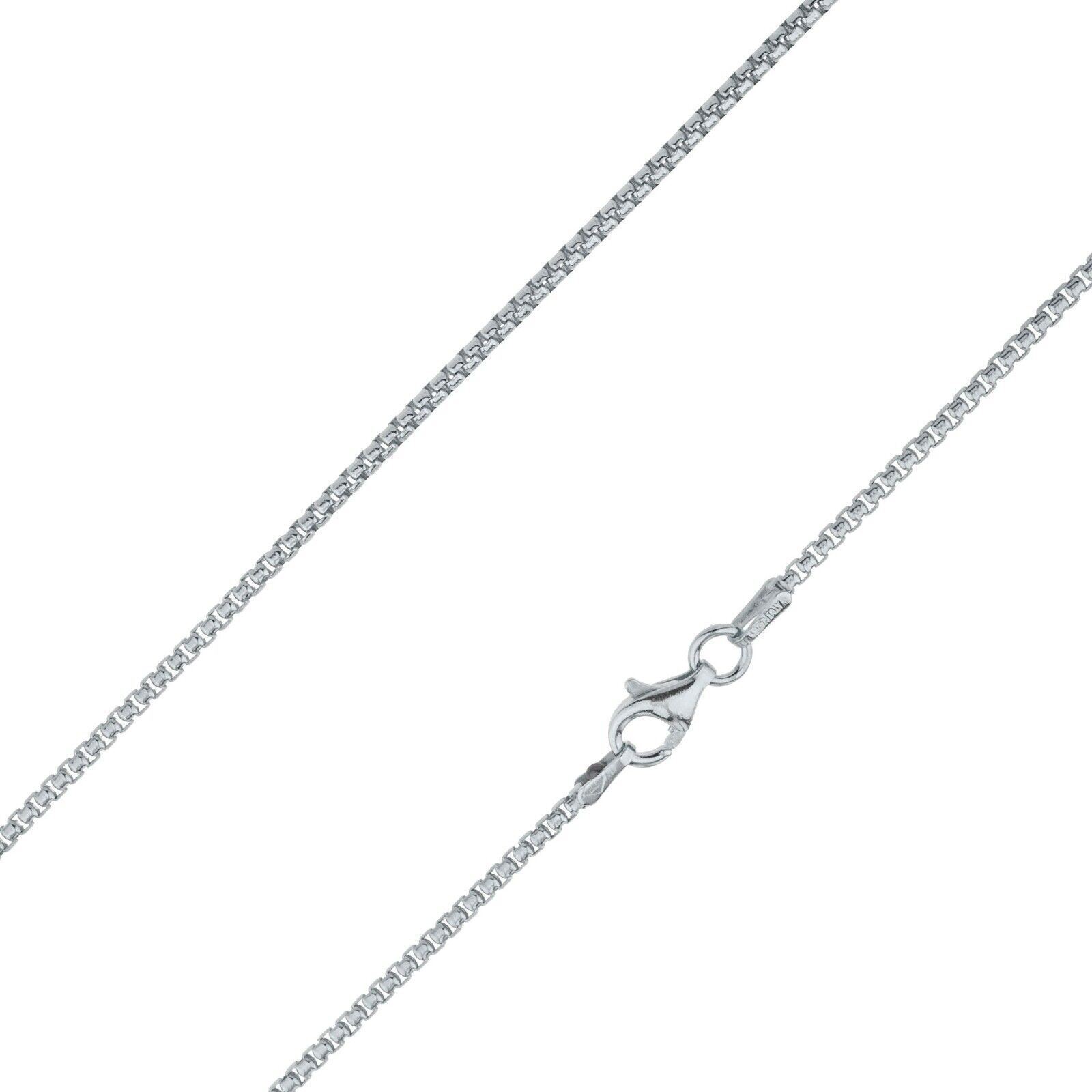 Solid 925 Sterling Silver Italian 1.5mm Venetian Round Box Chain Necklace Italy