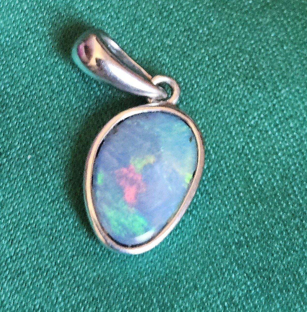 Opal Natural Australian Pendant Free Form Sterling Silver 925