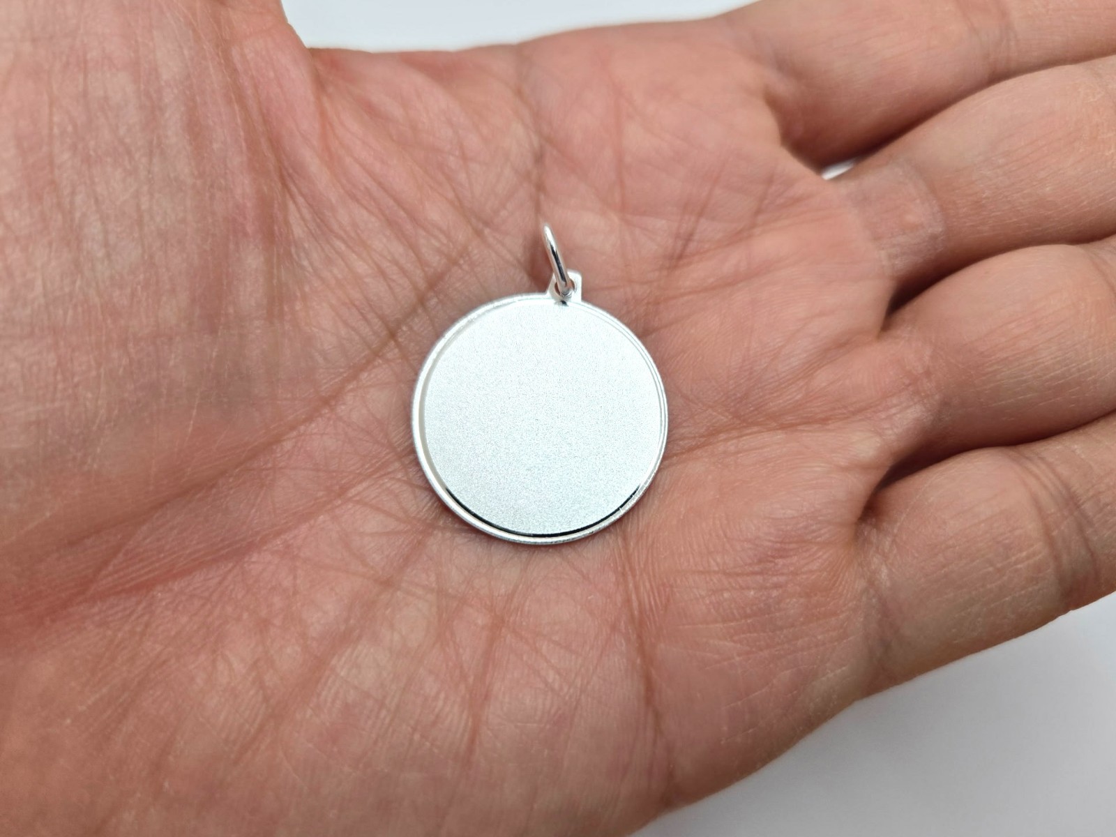925 Sterling Silver Round Disc Pendant for Engraving 1 Inch (25mm) Tall