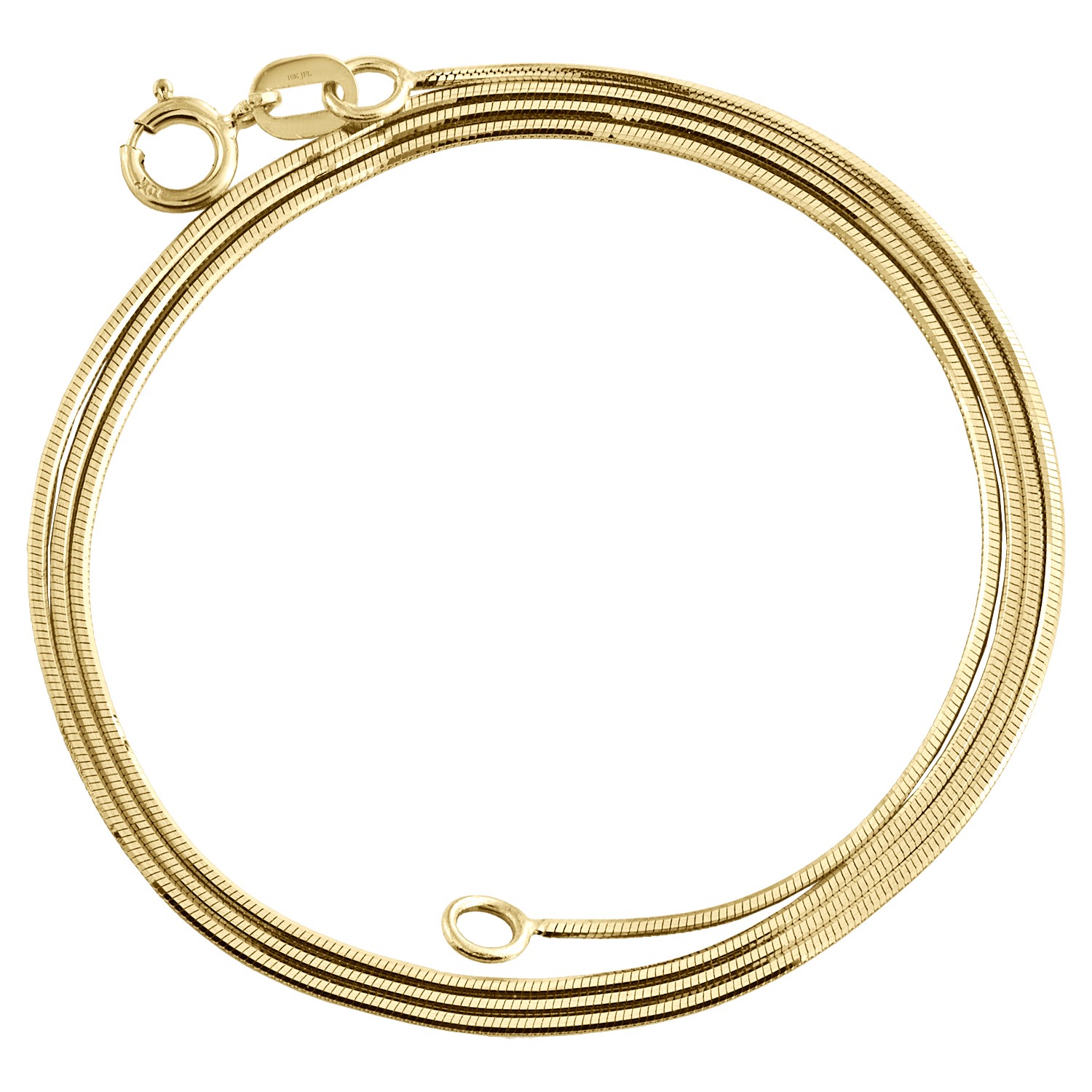 10K Yellow Gold 0.65mm Solid Diamond Cut Round Snake Chain Necklace 16″ – 24″