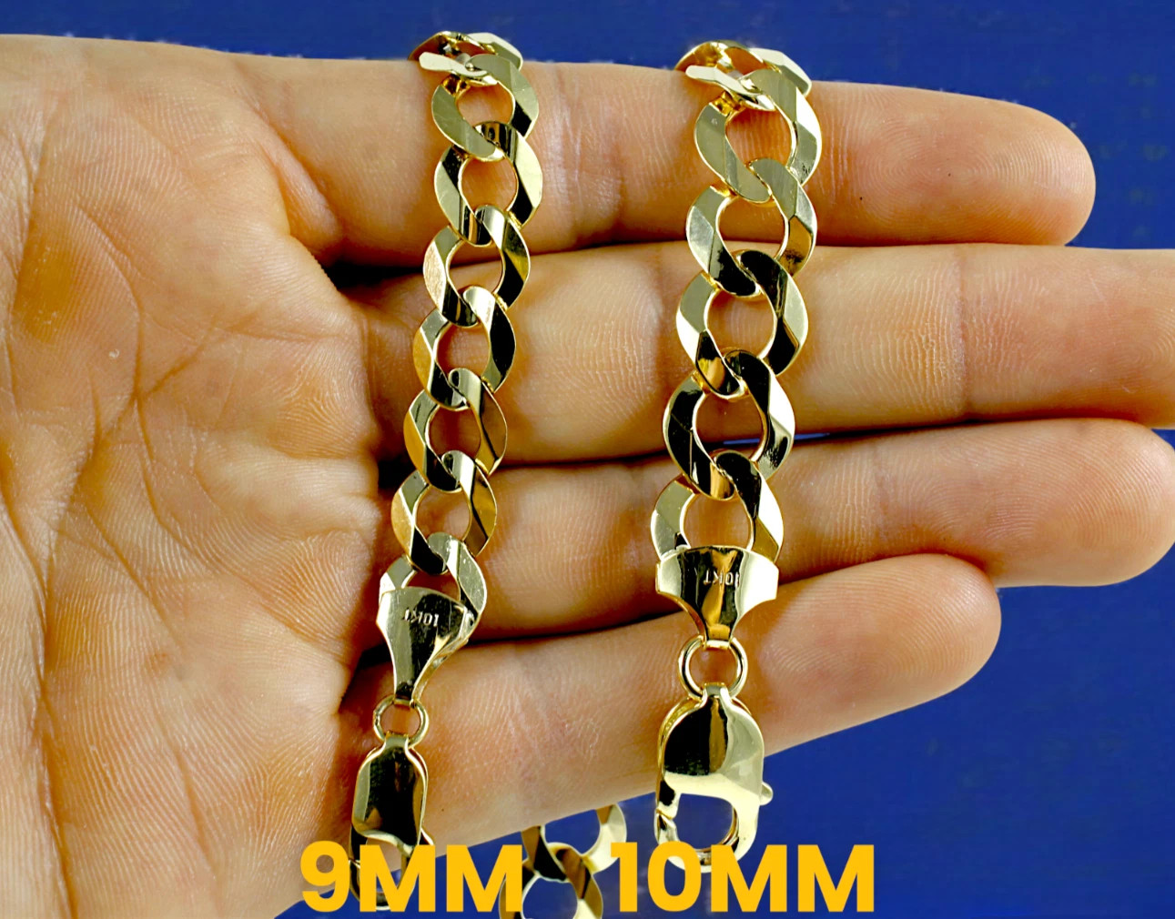 10K Yellow Gold SOLID Curb Cuban Necklace Chain Link Real Gold 2mm-9mm 16″-30″