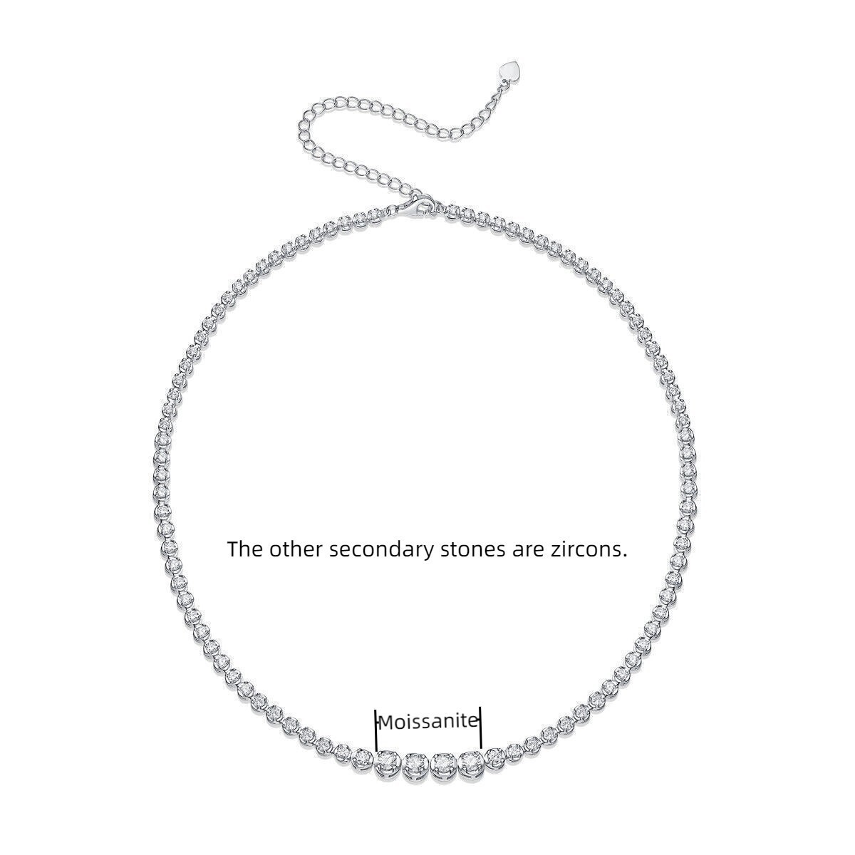4mm D Color VVS1 Moissanite Tennis Chain Necklace Solid 925 Sterling Silver 18″