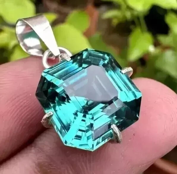 Certified 25 Ct+ Natural Paraiba Tourmaline 925 Silver Pendant Loose Gemstone