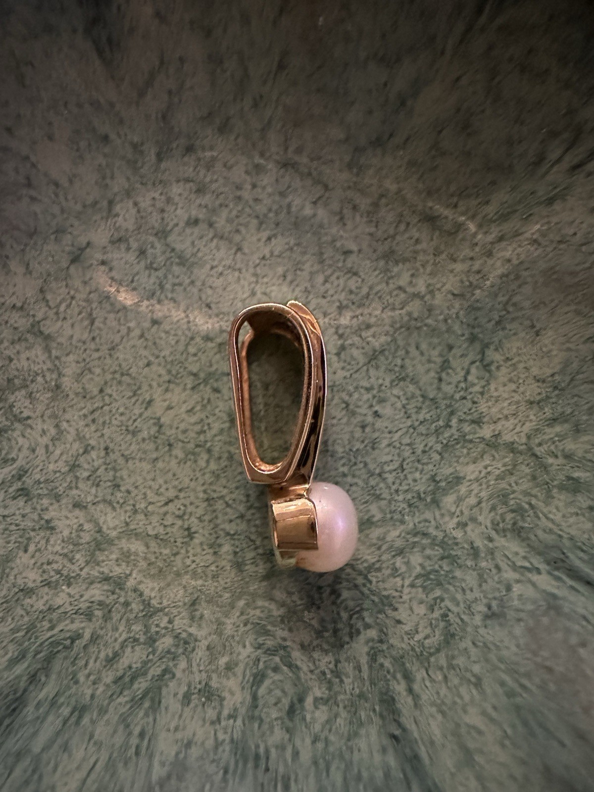 14k Yellow Gold Pearl and clear stone enhancer slide pendant