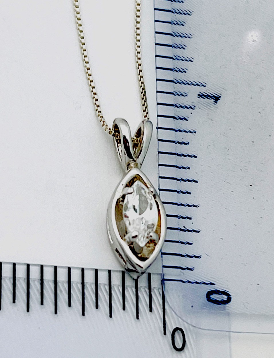 925 Sterling Silver Prong Set Marquise CZ Necklace 18”