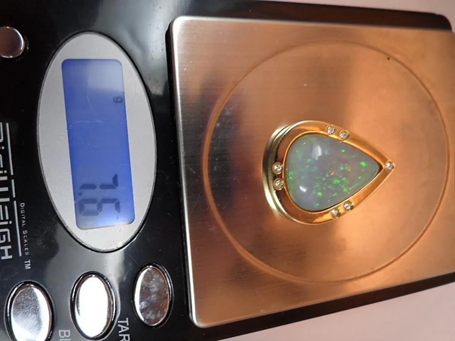 APPRAISED 12,662USD 2022 EARTH MINED OPAL 16.96Ct Diamond 14k Pendant 23.51 MM