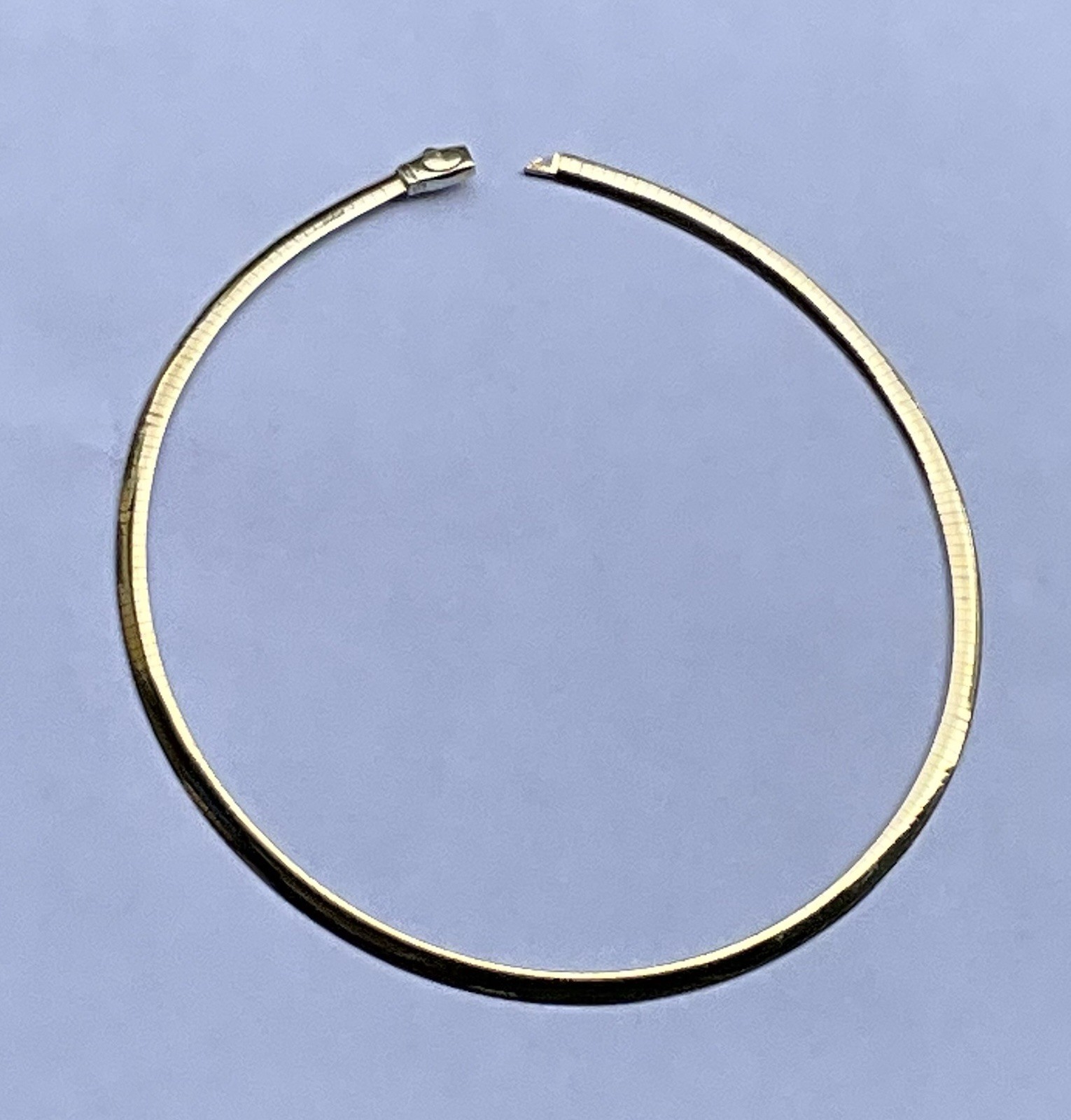 STERLING (925) & 14KT OMEGA DOUBLE SIDE Reversible 17” domed necklace Italy VJC