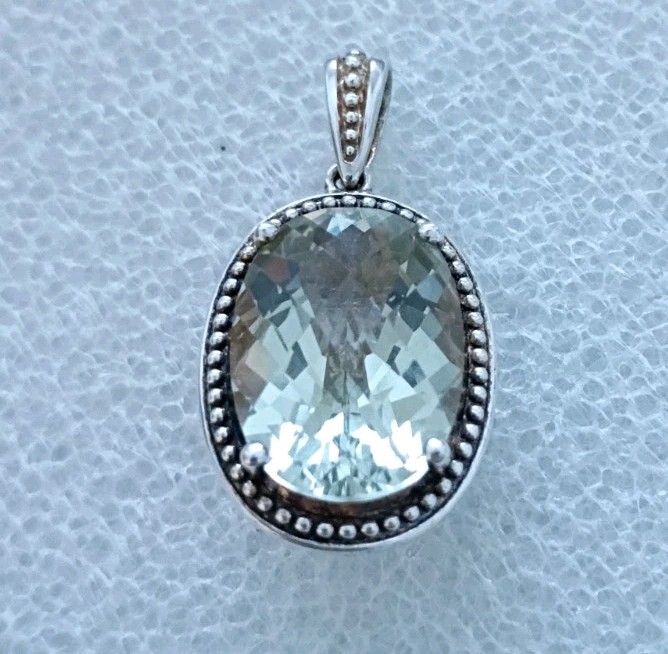 Reversible Prasiolite Diamond Sterling Silver 925 Pendant Michelle Albala
