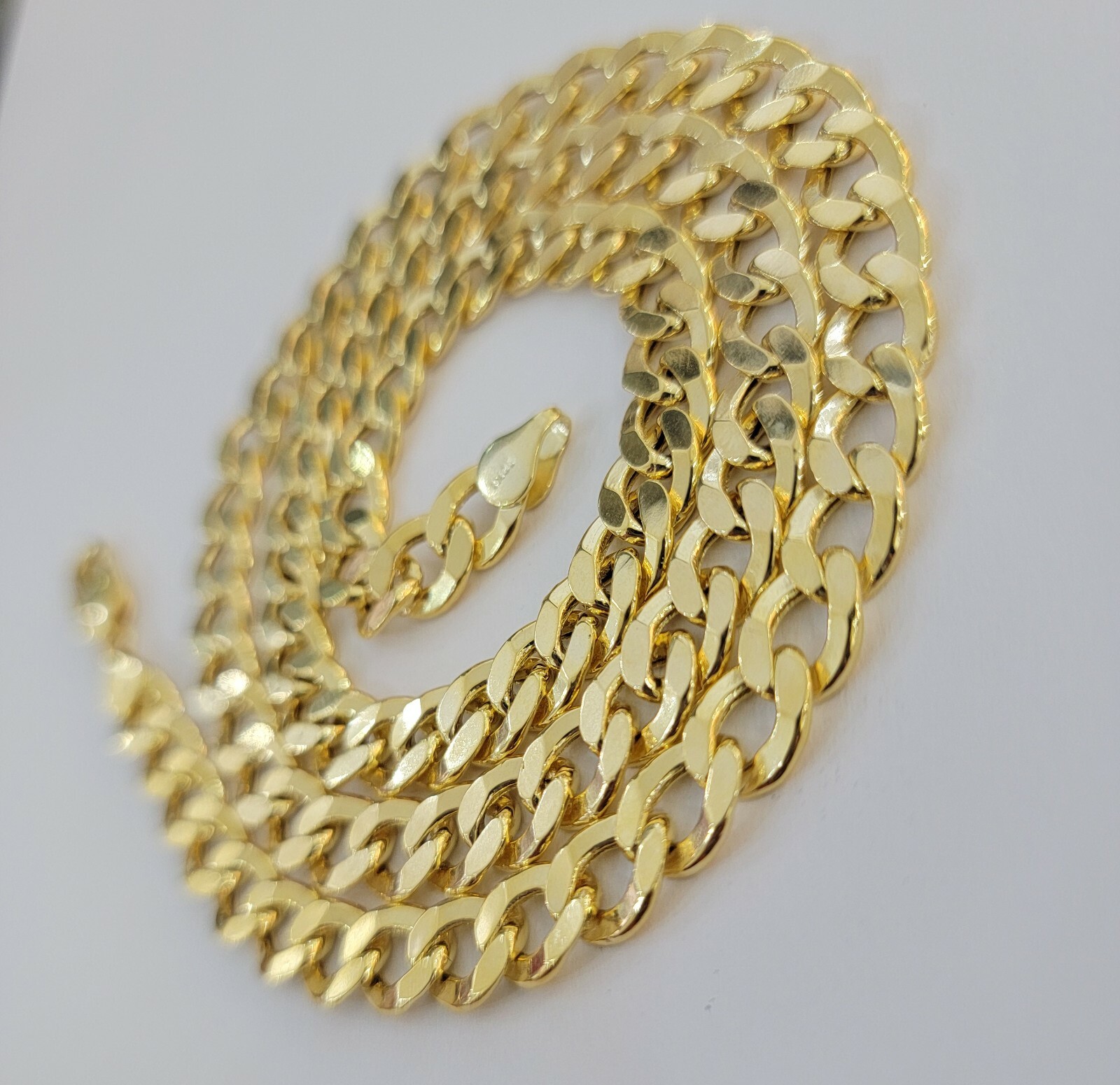 10kt Yellow Gold Chain 8mm Cuban Curb Link Necklace 26″Inch Strong Link REAL 10k