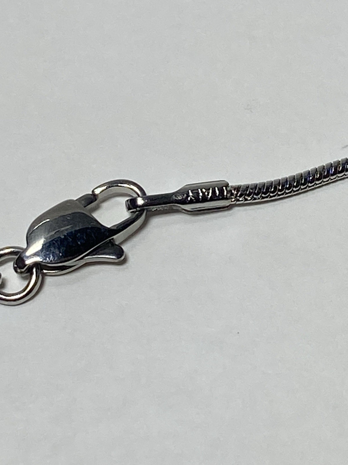 Silver Snake Chain Necklace, marked 925, Lobster Clasp 20”long