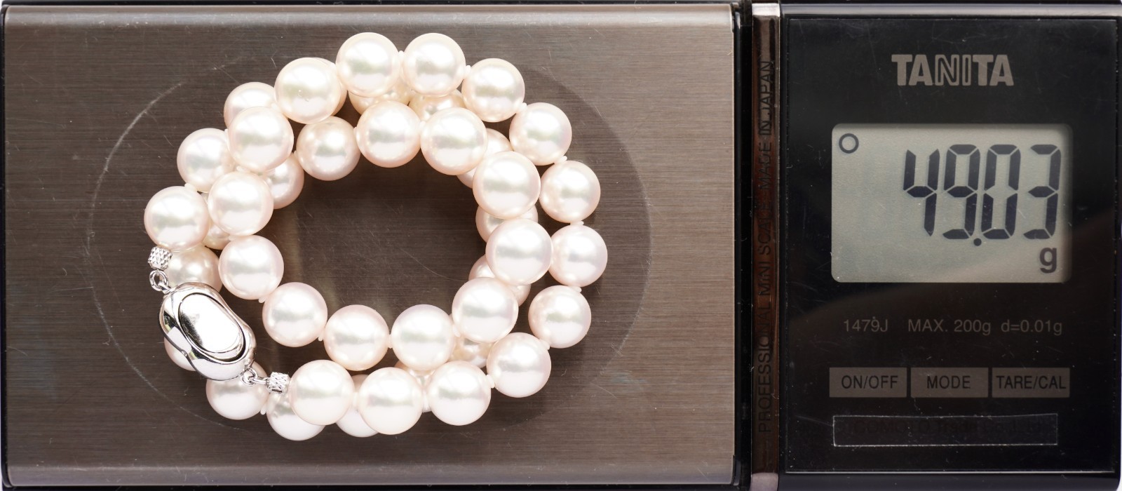 17″,AAA 9-9.5mm Round Hanadama Japanese Akoya Pearl Strand Necklace,Certificate