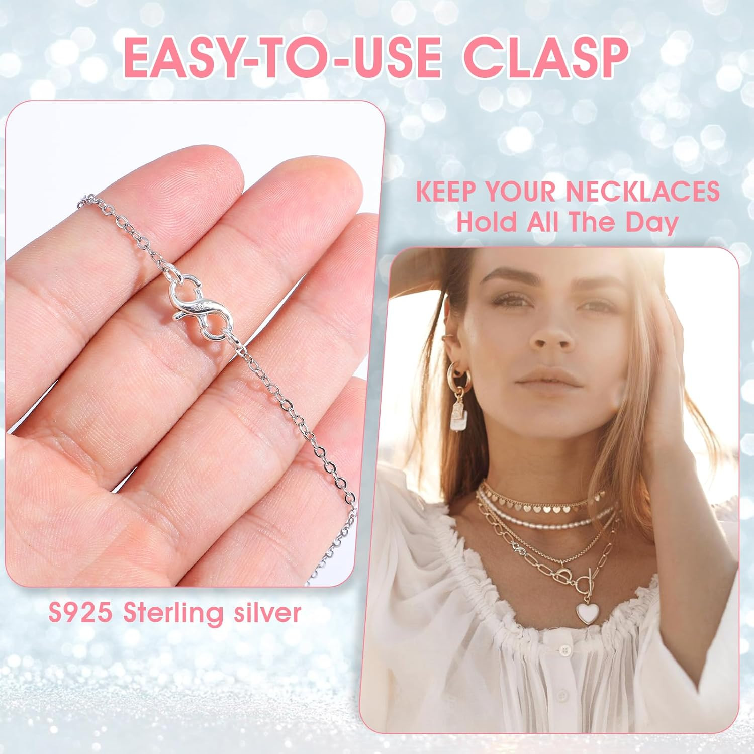 925 Sterling Silver Clasp Double Opening Lobster Claw Clasps | Necklace