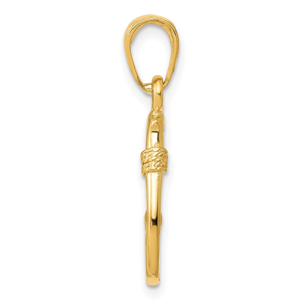 14k Yellow Gold 3D Fish Hook Pendant