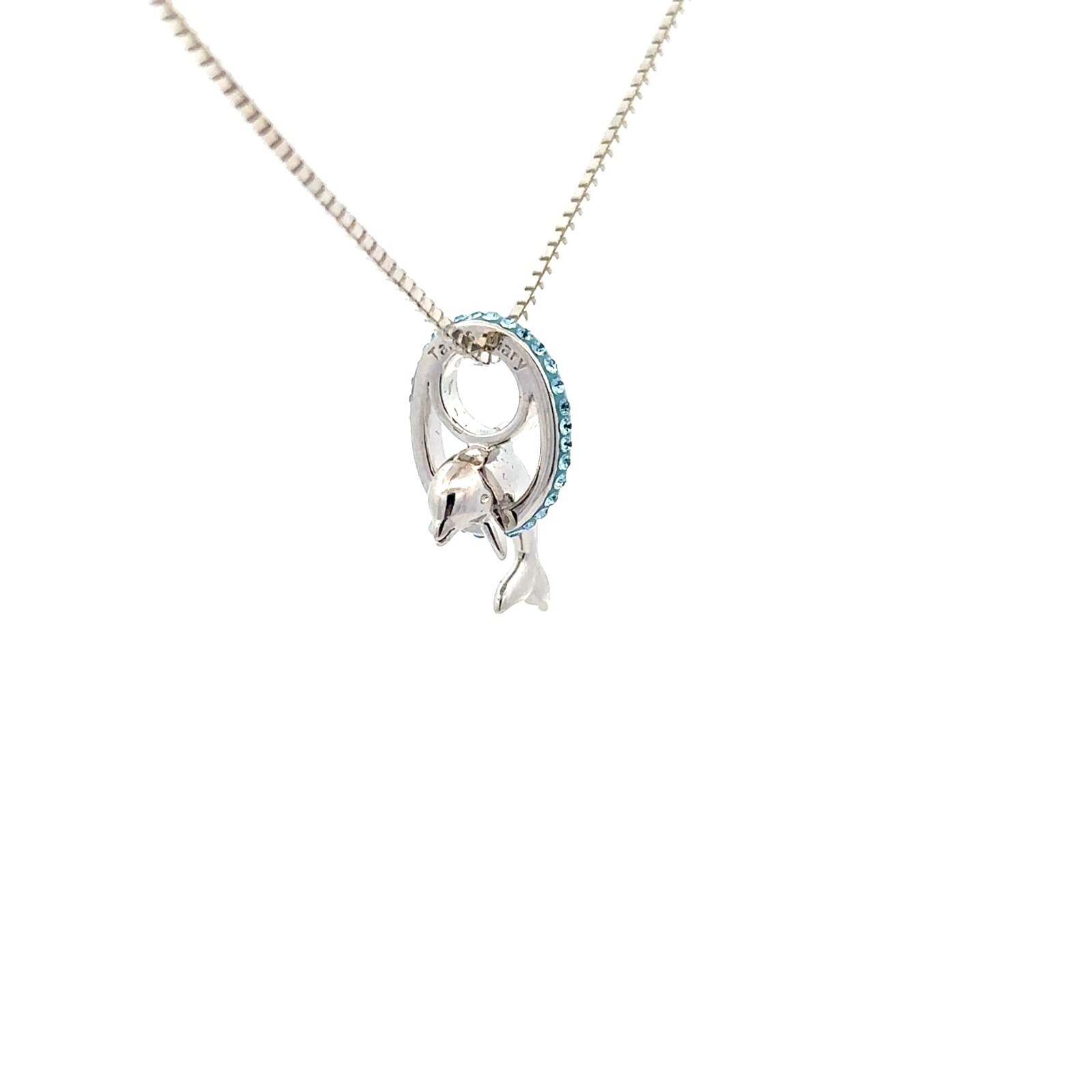 Sterling Silver Dolphin Pendant With CZ (1/2 x 3/4 Inch)