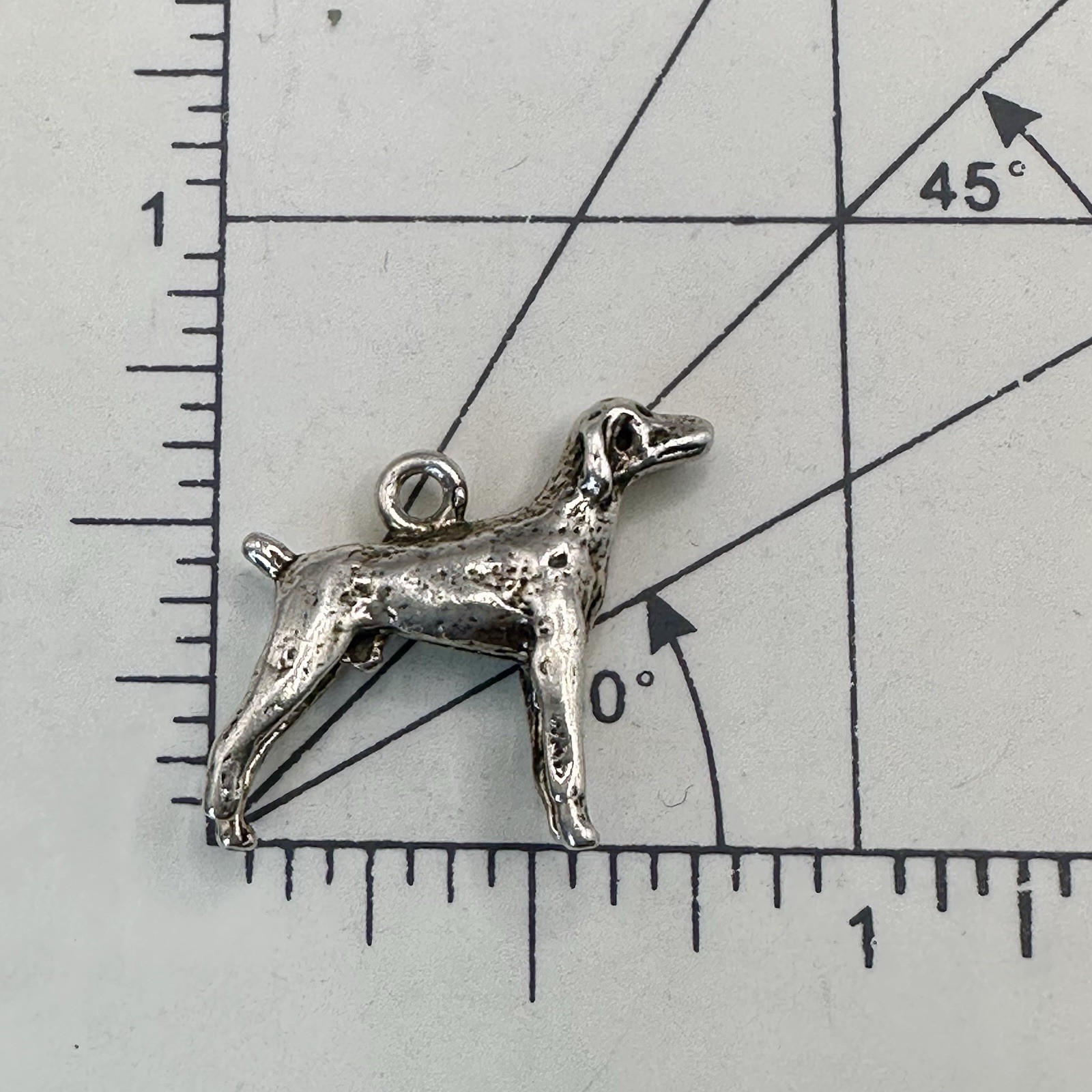 German Shorthaired Pointer Dog Charm Pendant 3D Figural Sterling Silver Hunting