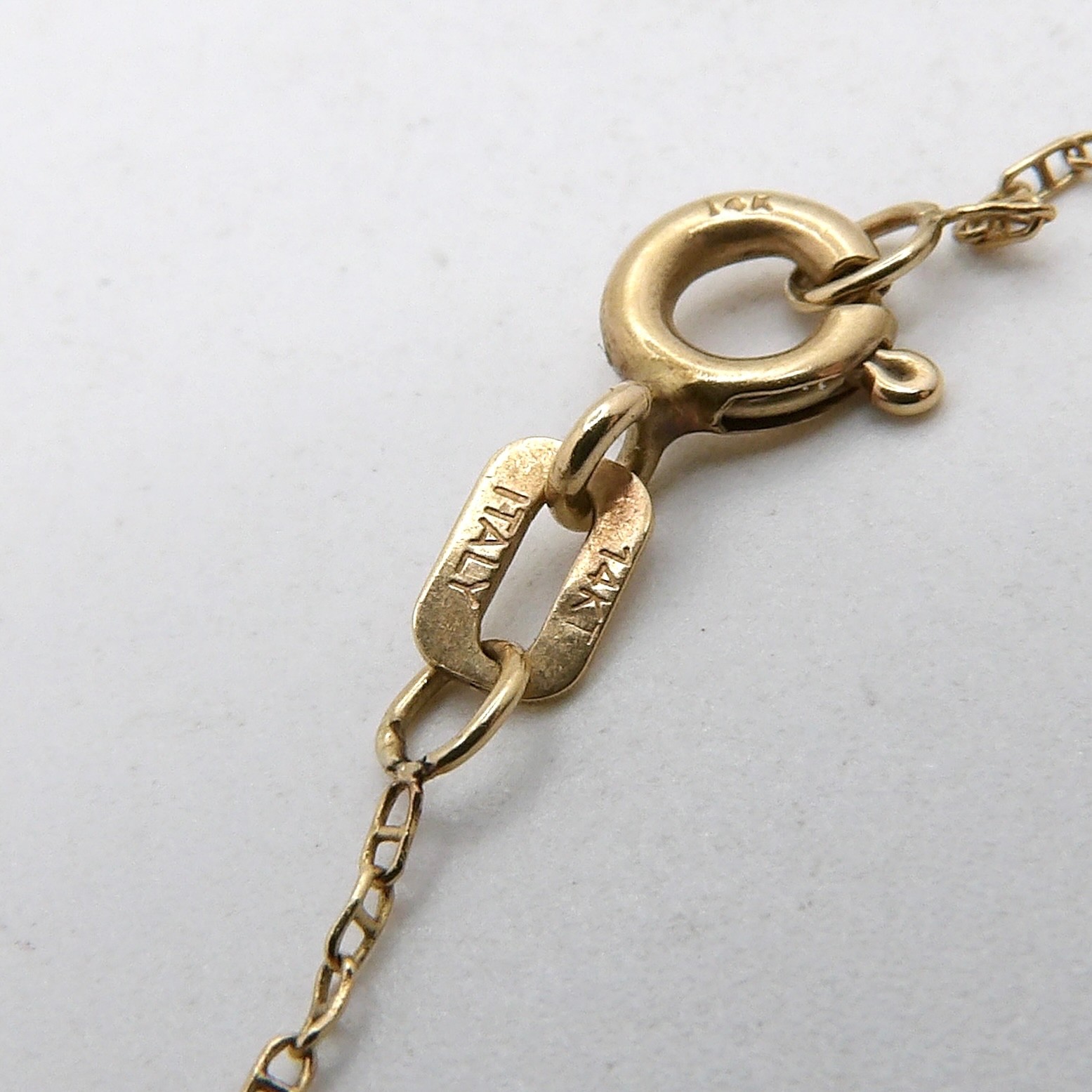 Solid 14k Gold Alternate Mariner Link Pendant Chain Necklace 19in Italy