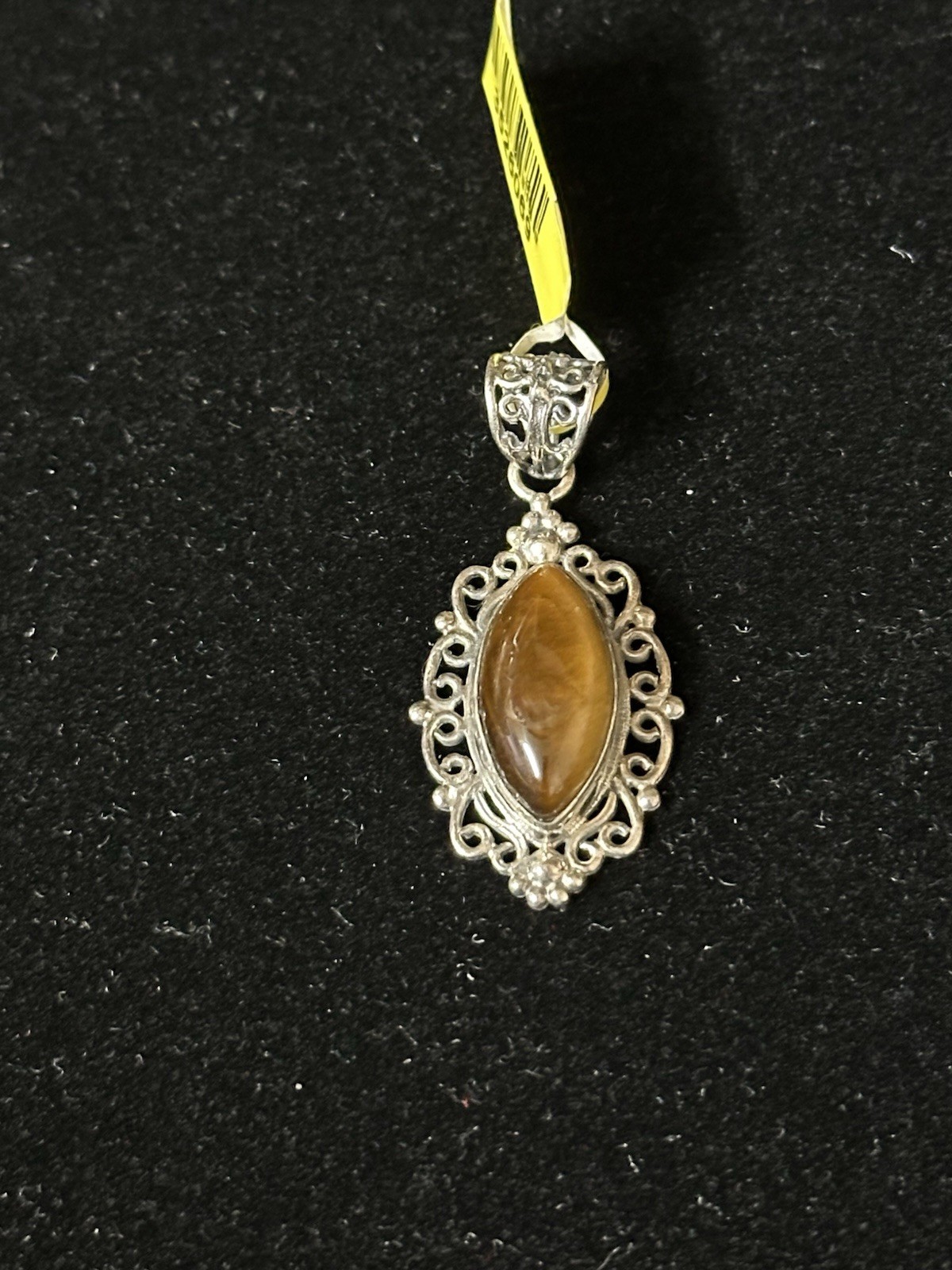 Sterling Silver 925 Gemstone Asymmetrical Pendant Signed 1.5” Long 7.9gr