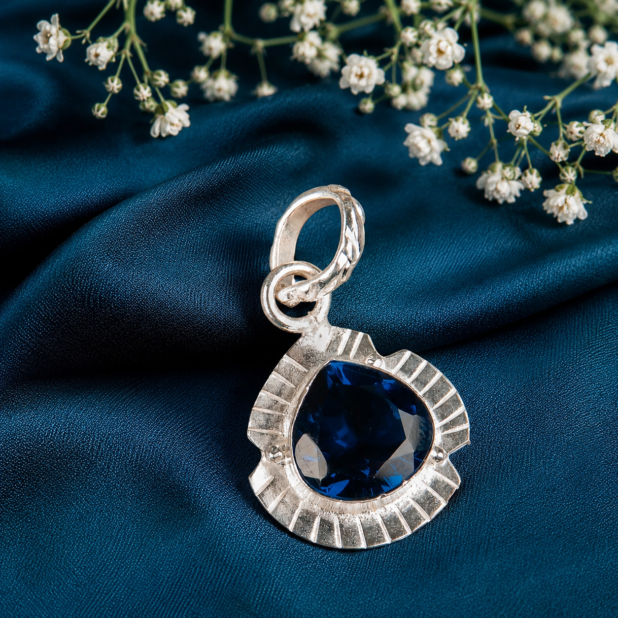 London Blue Topaz 925 Solid Silver Designer Pendent 1.15″ Gift For Engagement