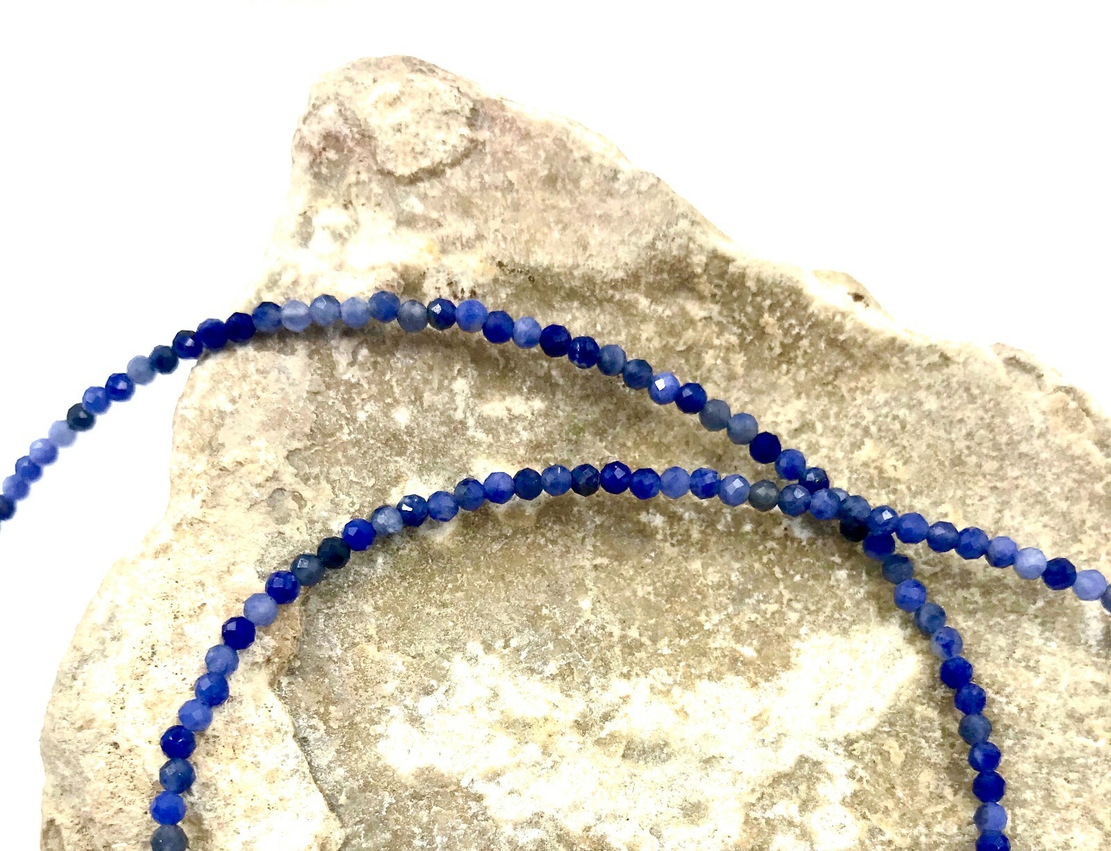 Genuine Sodalite Beads 925 Silver Necklace Jewelry Women Handmade USA SELLER