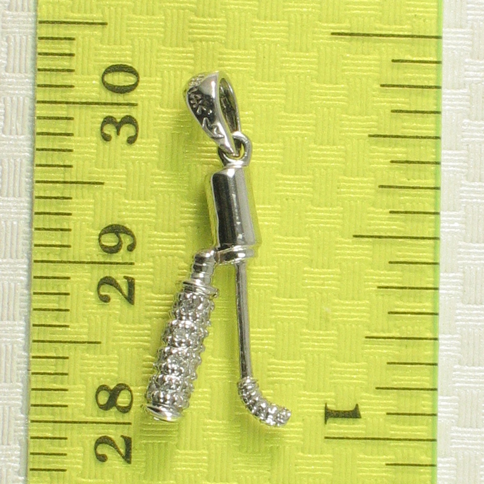 14k Solid White Gold Diamond Golf Bag Pendant Necklace