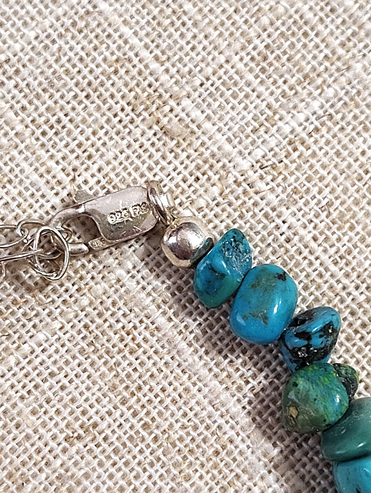Turquoise Lapis Beaded Necklace Signed Sterling 925 FAS Lobster Clasp 16″-18″