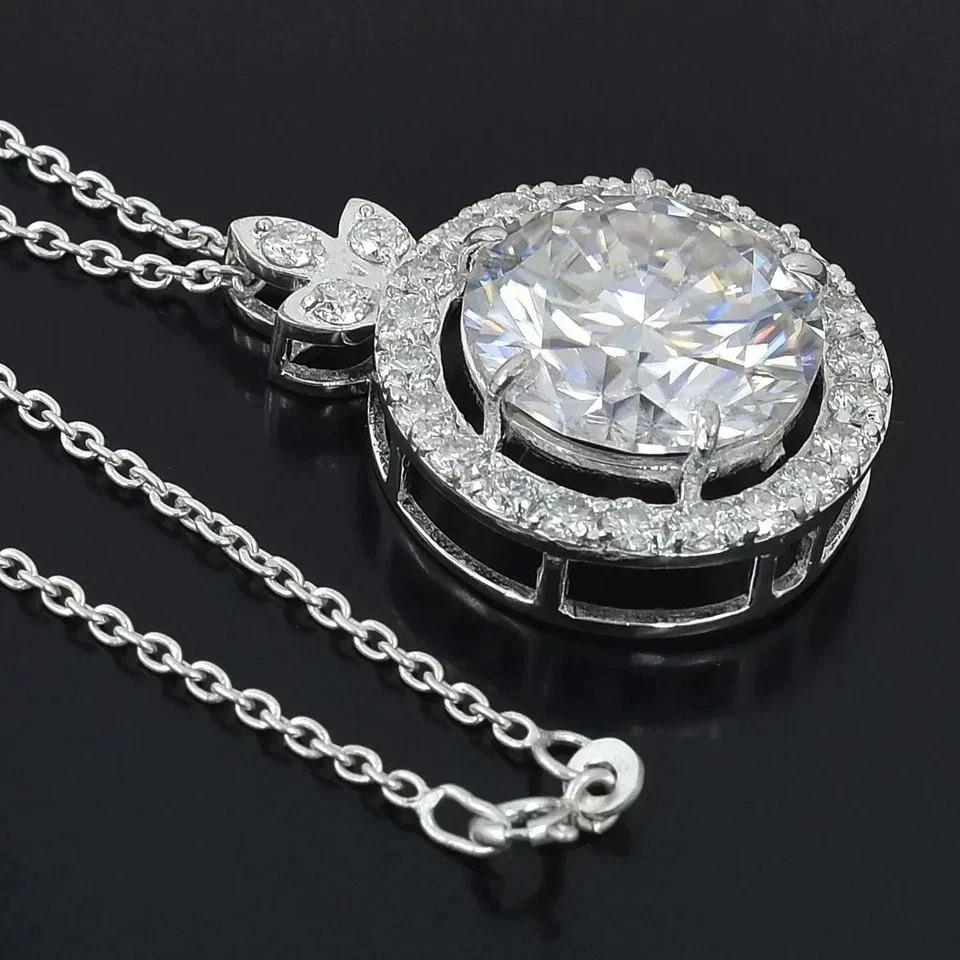 11.50 Ct Round White Treated Diamond Solitaire Pendant 925 Silver Certified