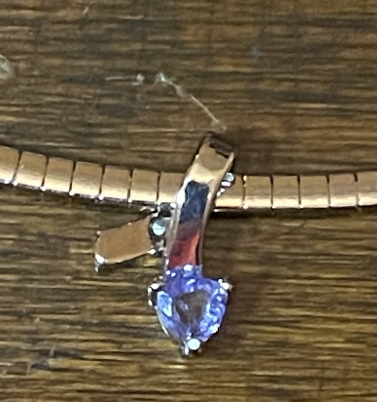 NEW Diamonds International Tanzanite Pendant Trillion Cut 18″ Silver Omega Chain