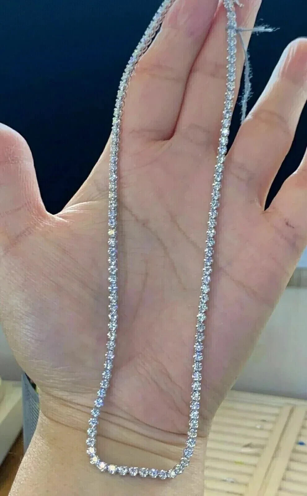 12Ct Round Cut Diamond Tennis Choker Eternity Necklace 18K White Gold Plated 18″