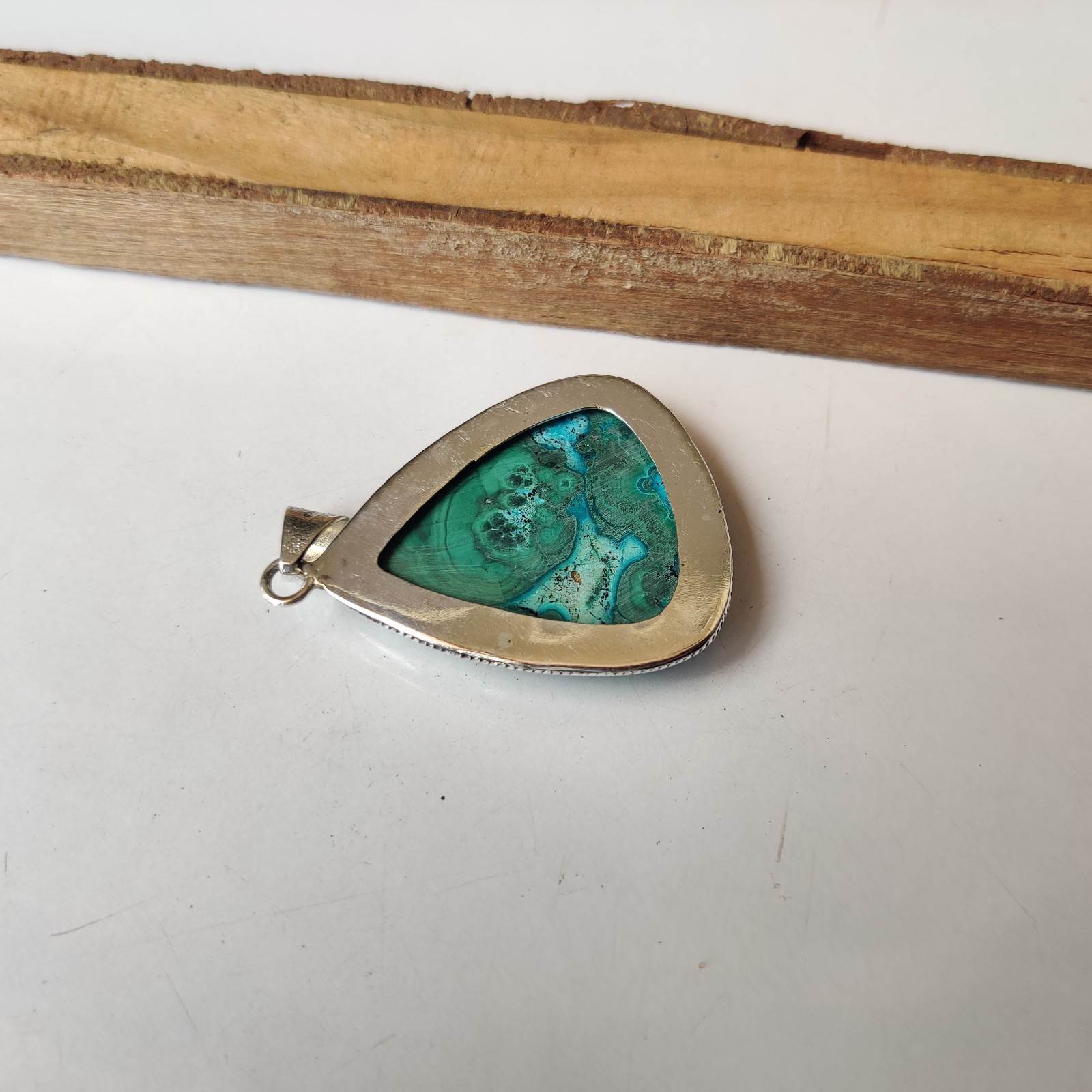 Azurite Malachite Gemstone Pendant 925 Sterling Silver Handmade Pendant BT896