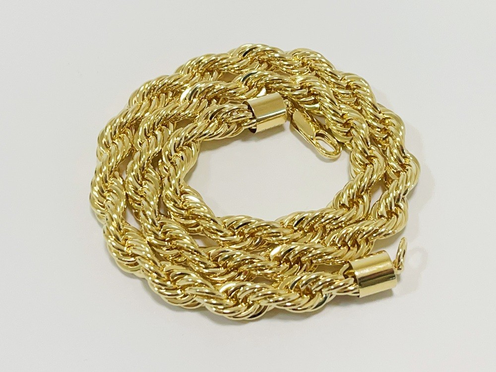 10K Yellow Gold 1.5mm-10mm Diamond Cut Rope Chain Necklace Mens Women 18″- 28″