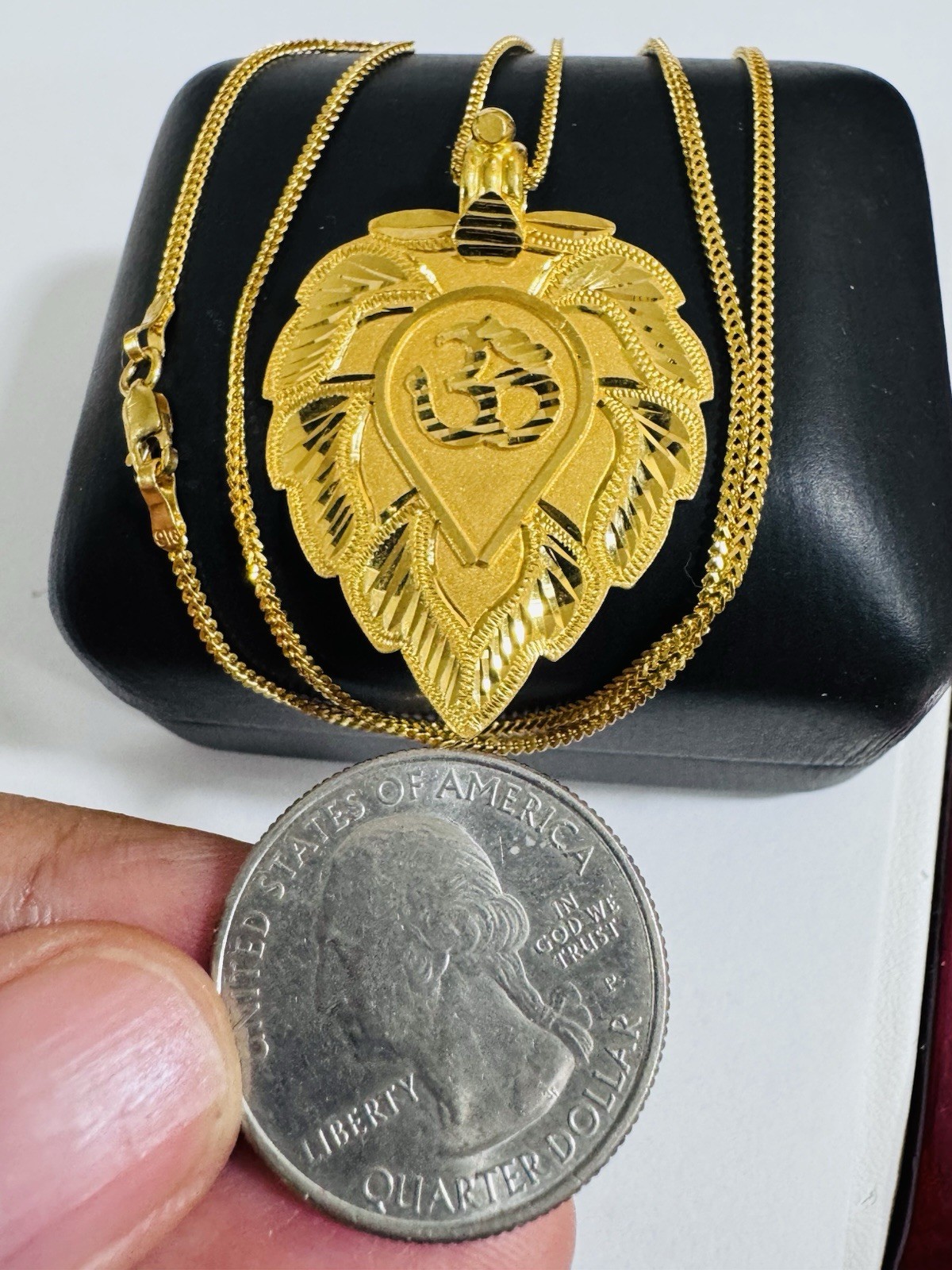 22K 916 22C Real Genuine Gold 20” inch Heart Sikh Necklace 11.1g 1.5mm