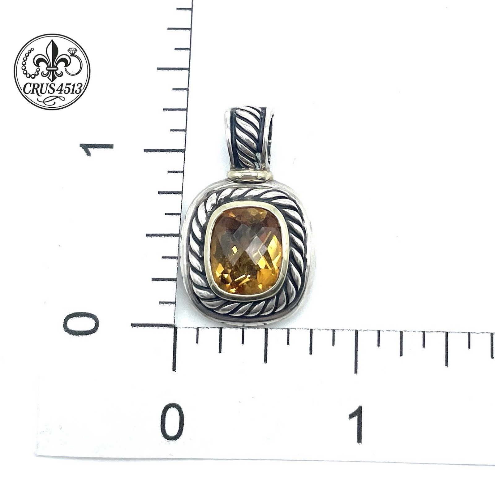 DAVID YURMAN Sterling Silver/14K Yellow Gold Citrine Albion Cable Pendant