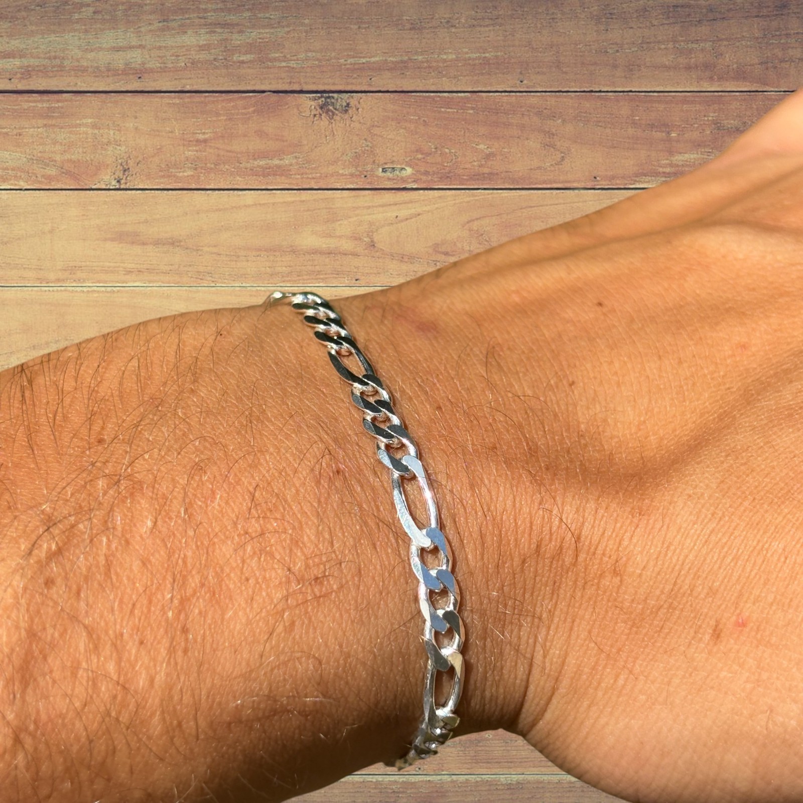 5mm Figaro Bracelet Link – Real Solid 925 Sterling Silver Or 14k Gold Vermeil