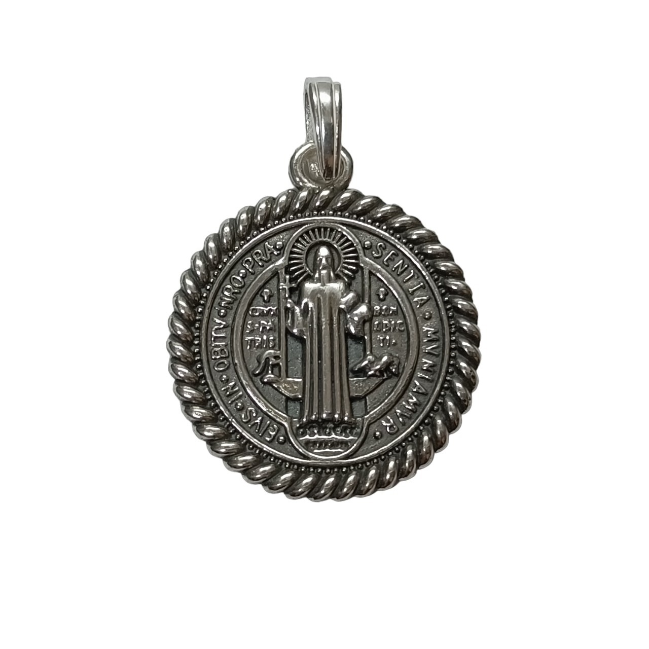 Sterling Silver Pendant Religious Solid Stamped 925 Saint Benedict Handmade