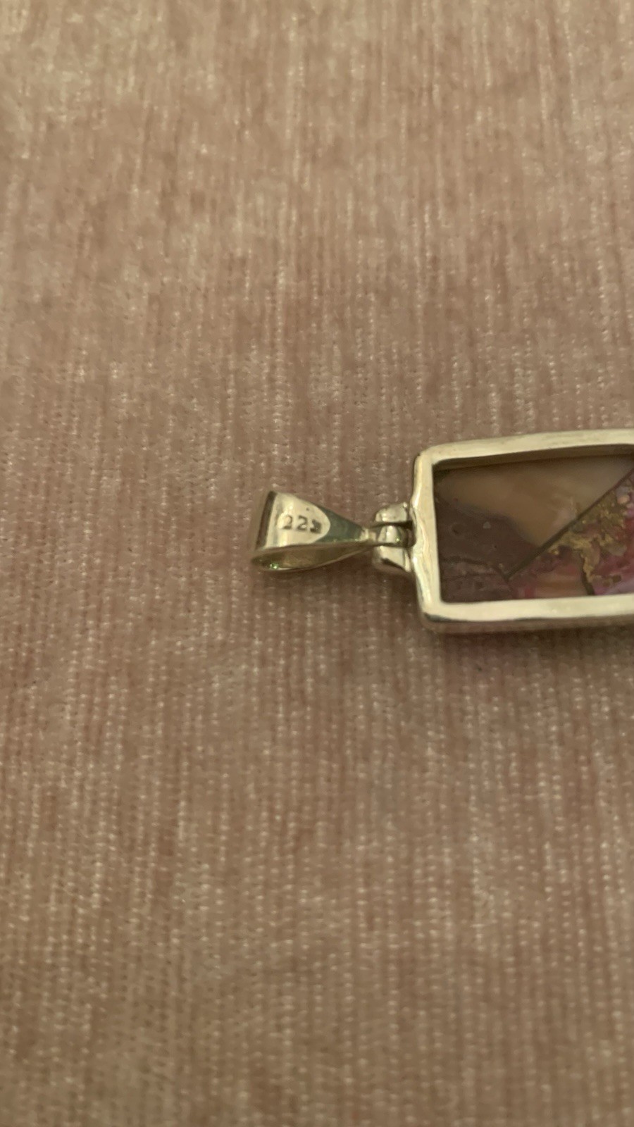 Gemstone 925 Silver Pendent Composite Purple and Pink Oyster Turquoise